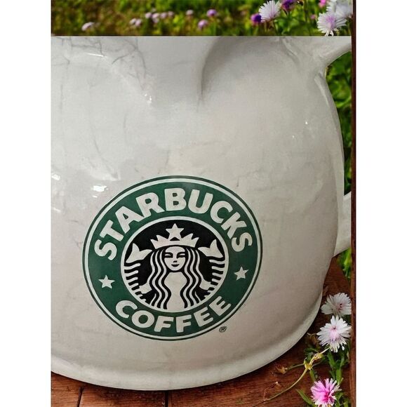 Starbucks Mermaid Siren Logo Chubby Wide Bottom Ceramic Large Mug Coffee Cup - Picture 2 of 7